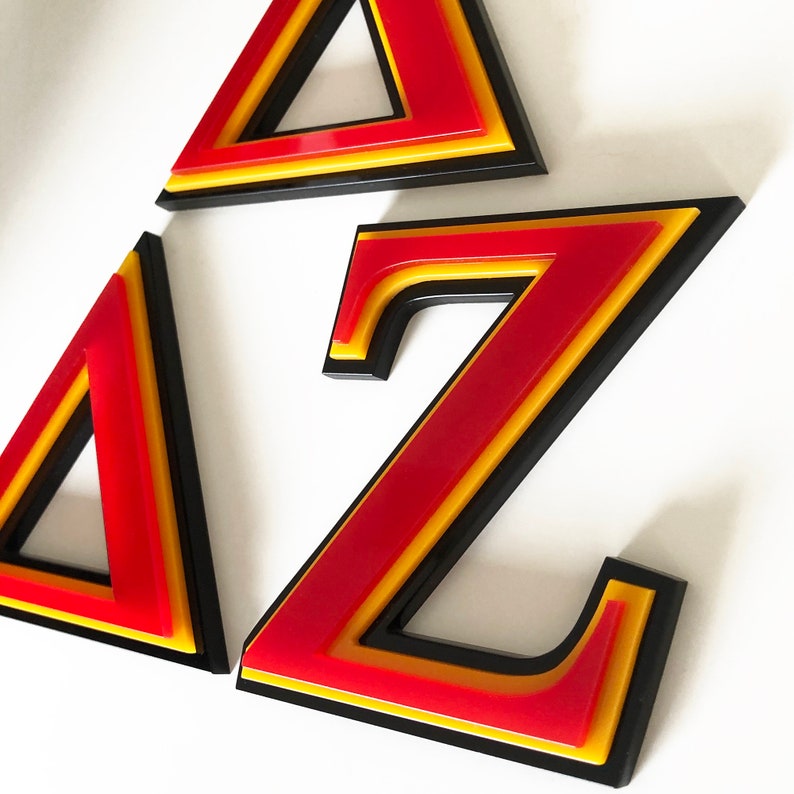 TRIPLE LAYER Greek Laser Cut Letters and Numbers Custom Etsy