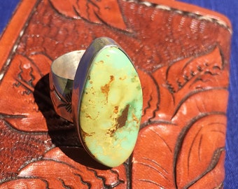 Green Turquoise & Sterling Silver Ring 5.75