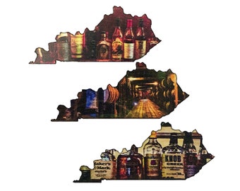 Kentucky Shaped Bourbon Themed Magnets 3 Pack