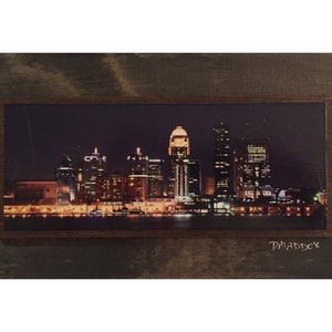 Louisville Skyline Canvas Wall Art Kentucky Dusk Cityscape Prints Pictures  Black and White Waterfront Park Wall Decor USA City Downtown Panoramic