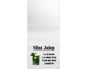 Mint Julep Recipe Derby Color Cotton Tea Towel