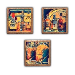 Bourbon Bottles Themed Deco Ceramic Magnet 3 Pack