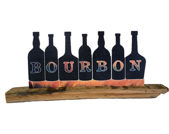 Bourbon on Bottles Barrel Stave Cutout