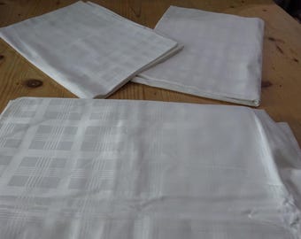 Roupa de cama vintage, estampa quadriculada branca, 2 fronhas, 1 capa de edredom, capa de edredom 127x200, 2 fronhas 74x74, conjunto para presente