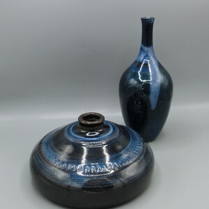 VINTAGE 2 pieces flower vases pottery, blue, vase for dried flowers, decoration for home, gift, decoration