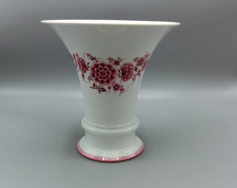 VINTAGE flower vase by Fürstenberg, vase funnel-shaped, funnel vase white red pink, ceramic vase gift decoration gift dried flowers