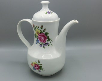 VINTAGE coffee pot white with floral pattern, KAHLA, pot teapot coffee service decoration gift, watering can, flower vase