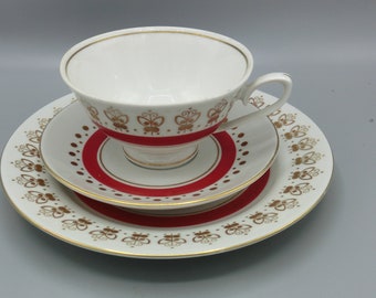 VINTAGE Sammeltasse CP weiss rot gold, Tasse, Kuchenteller, Teegedeck, Gedeck, Sammelgedeck, porzellan, nachhaltiges Geschenk