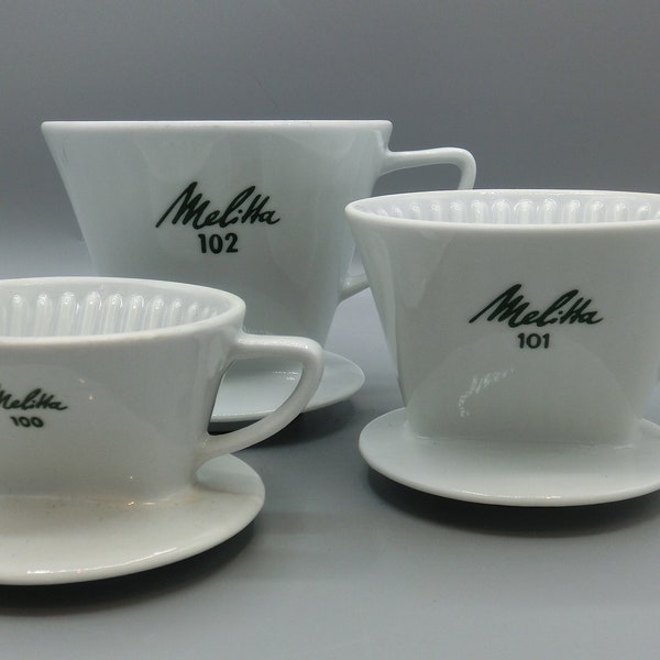 VINTAGE Kaffeefilfter 3 Stück MELITTA 100 101 102, Schnellfilter, weißes Porzellan, Upcycling, recycling, Geschenk, Deko