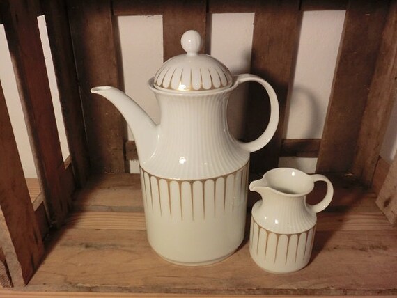 Vintage Coffee Pot Jug With Milk Jug Of Kaiser White Gold Etsy