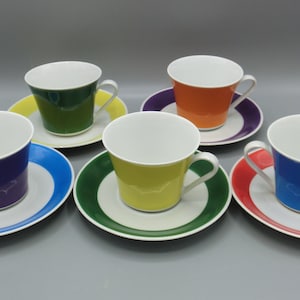 VINTAGE coffee service, Mid Century 5 people, colorful, colorful, color blocking, Mitterteich Bavaria, coffee pot milk sugar, tea service