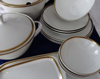 VINTAGE dining service Arzberg, 2025, Löffelhard, 1957, soup tureen, bowl, plates, 18 pieces