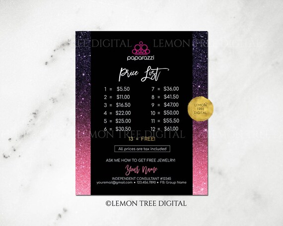 Paparazzi Price List Paparazzi Pricing 8x10 Poster | Etsy