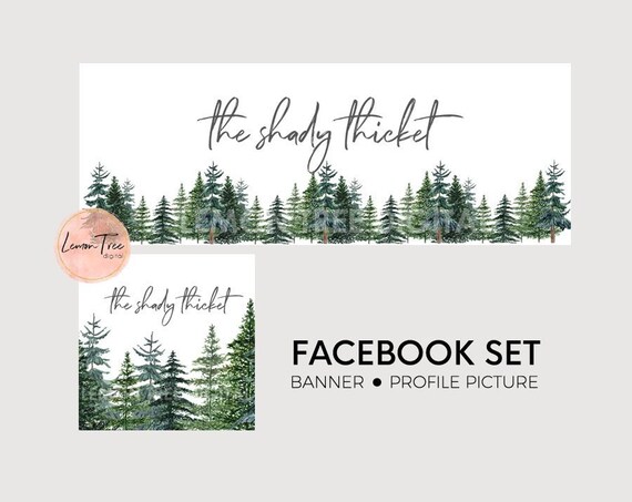 Pine Trees Facebook Banner Set Evergreen Facebook Cover Etsy
