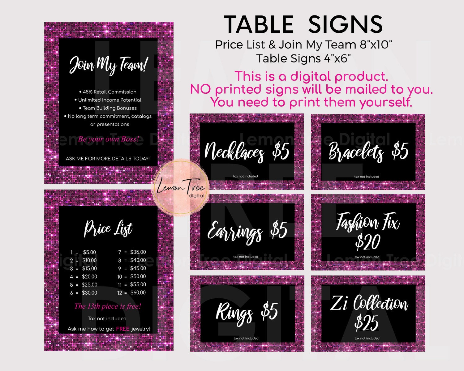 Jewelry Table Signs Jewelry Table Display Signs for Table - Etsy