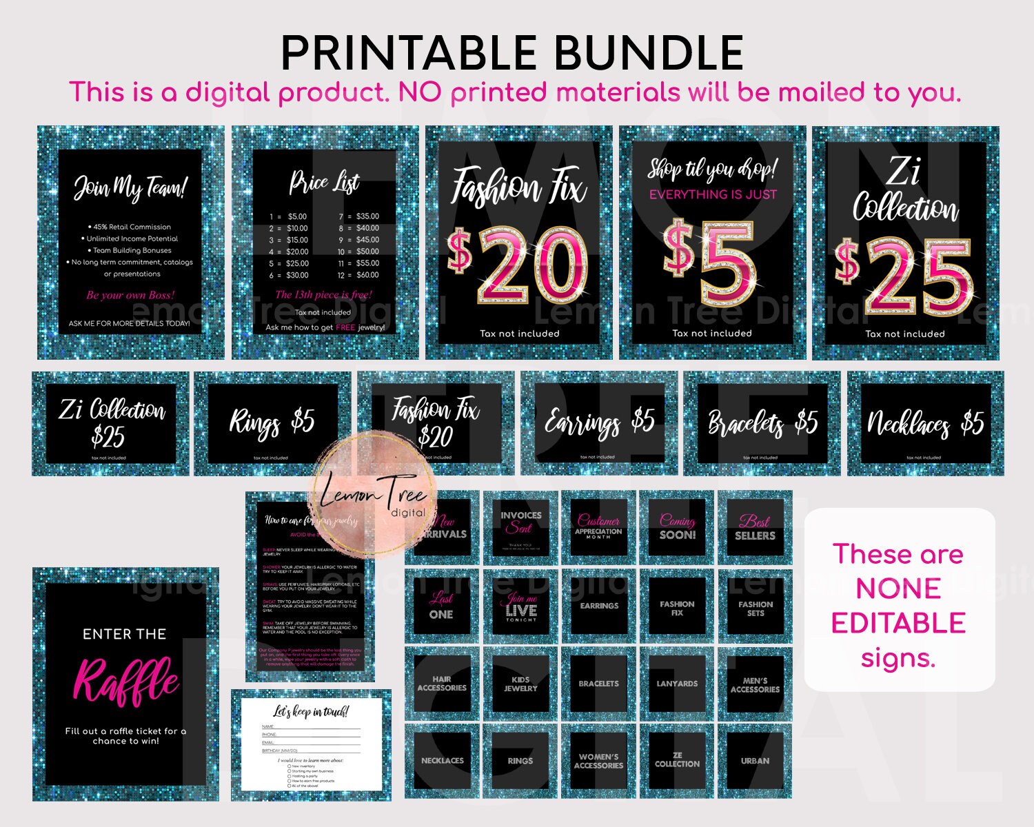 Printable Signs for Jewelry Business 5 Dollar Jewelry Table - Etsy