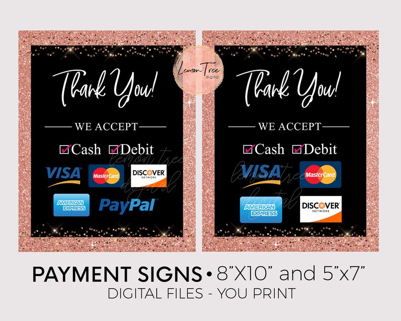 Payment Sign Printable Payment Method Sign Credit Card sign Etsy