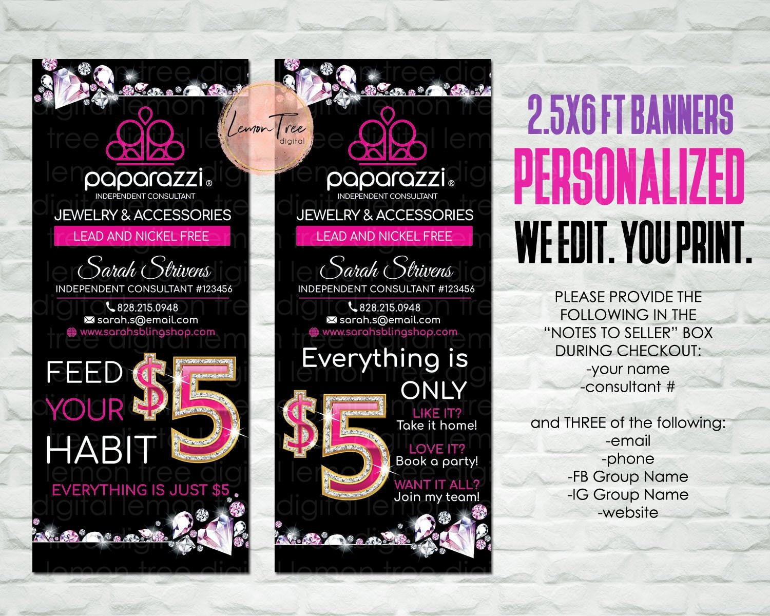 Paparazzi banner 2 paparazzi banners 2.5x6 ft digial | Etsy