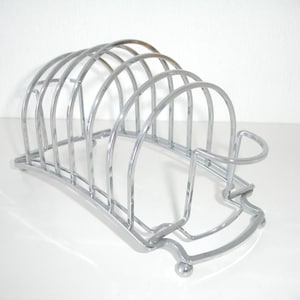 Art Deco Toast Rack Thick Slice Chrome Silver Colour Color Metal Wide Arch Large 6 Slice Toastrack Letter Post Sorter Rack Desk Tidy