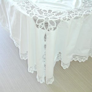 White Tablecloth Crochet LARGE Rectangular 114" x 64" Oblong Cotton Washable Dining Table Linens 290cm