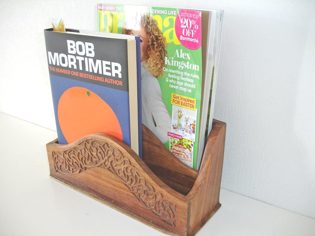 Letter Rack Vintage Desk Tidy Wood Wooden Magazine Post Holder Hand ...