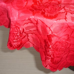 Red Tablecloth Round 52" Washable Christmas Red Tablecloth Damask Dining Table Linens Circular