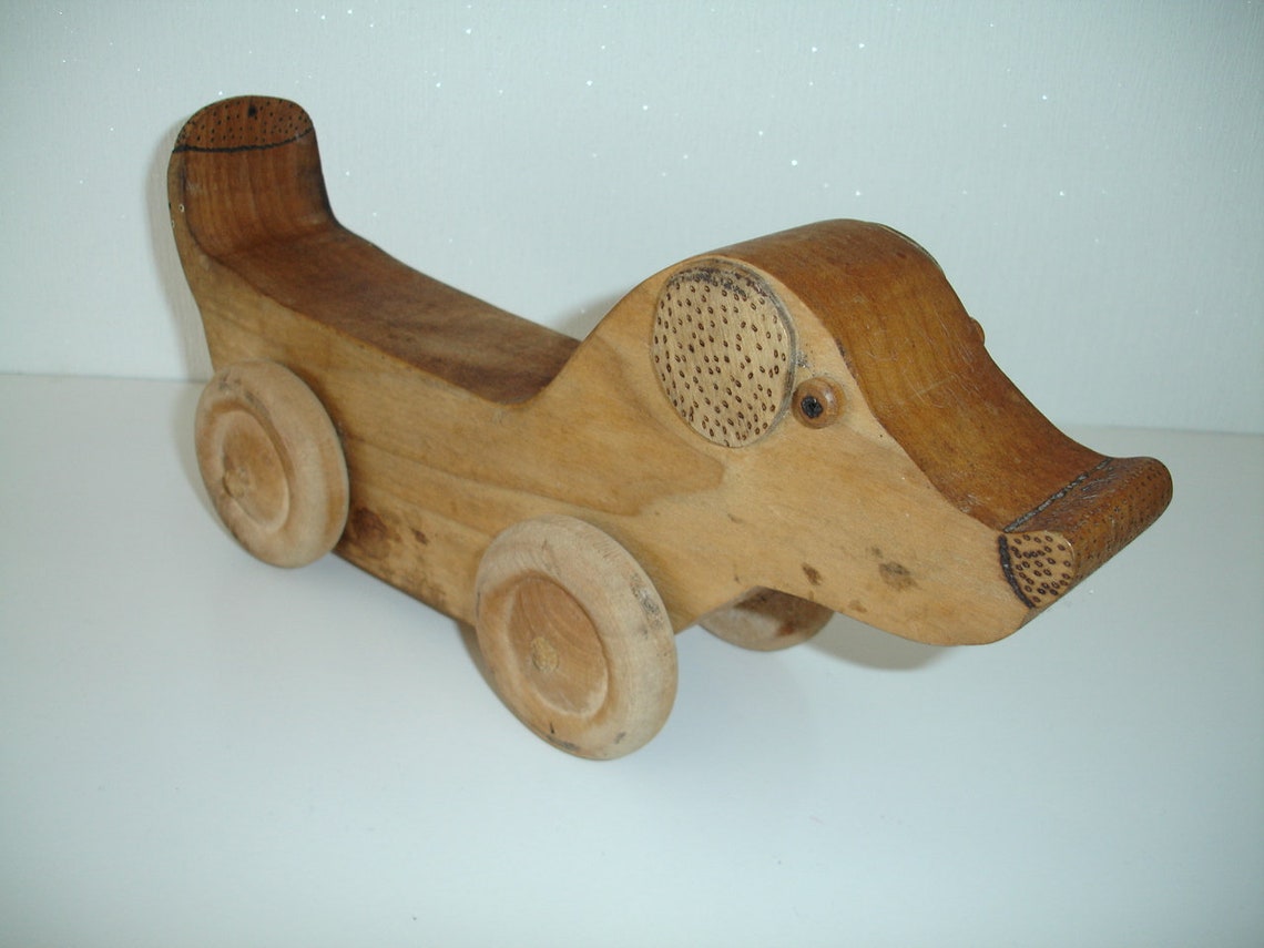 Wooden Dachshund Dog on Wheels Wood Daschund Dacsund Dachsund Etsy