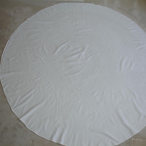 White Tablecloth Round Cotton 84" Diameter Washable Damask Dining Table Linens Circular LARGE 7ft for 6ft table