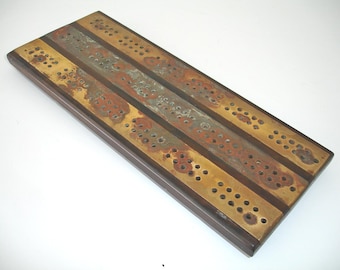 3 Track Scoring Board Bakelite and Brass Three Rows Cribbage Dominoes Peg Score Counter Board Pub Games Vintage Toy Game