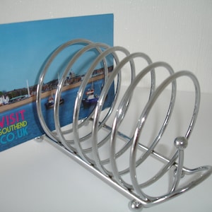 Toast Rack Chrome Silver Colour Color Spiral Coil Metal 6 Slice 1980s Toastrack / Post / Letter Rack