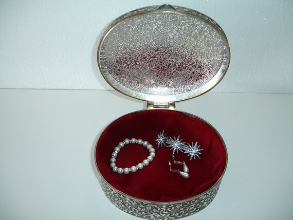 Godinger Silver Metal Jewellery Trinket Box 6 1/2… - image 3