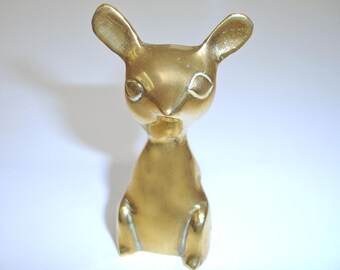 Mouse Solid Brass Big Eared Mouse Paperweight Kitsch Figurine Ornament