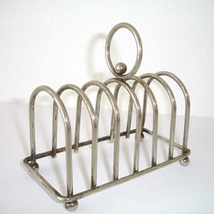 Toast Rack Silver Metal 6 Slice Post Letter Rack Large Ring Handle For Thick Sliced Toast