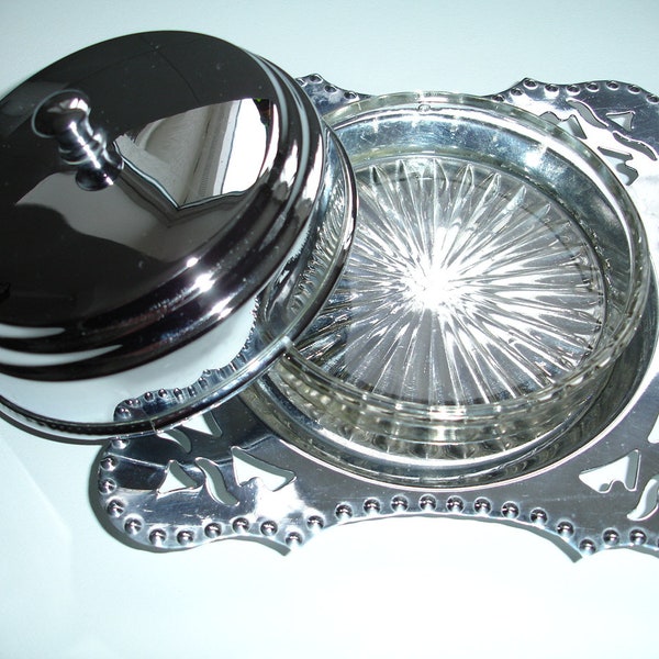 Glass Butter Dish Art Deco Etsy UK