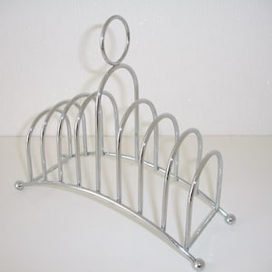 Toast Rack 8 Slice Chrome Silver Metal Thick Slices Toastrack / Post / Letter Rack Art Deco Ball Feet Desk Tidy Tall Arched Bridge