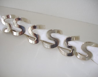 Napkin Rings x 6 Silver Metal Set of Six Serviette Holders S Shape