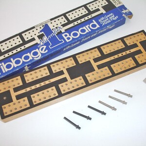 Crib Board Waddingtons No1 Cribbage Wooden With 6 Metal Pegs Dominoes Peg Score Counter Pub Games Vintage Toy Game Scoring Board In Box