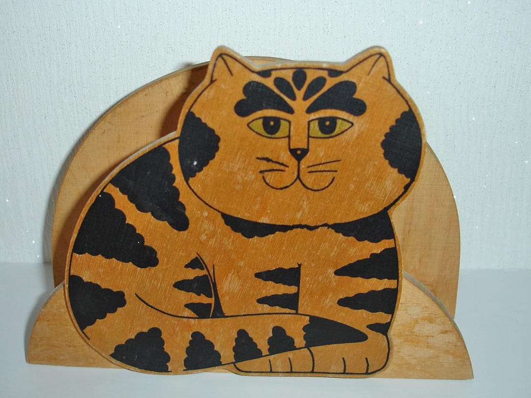 Cat Letter Rack Wooden Post Holder Bill Keeper Desk Tidy Book Display ...