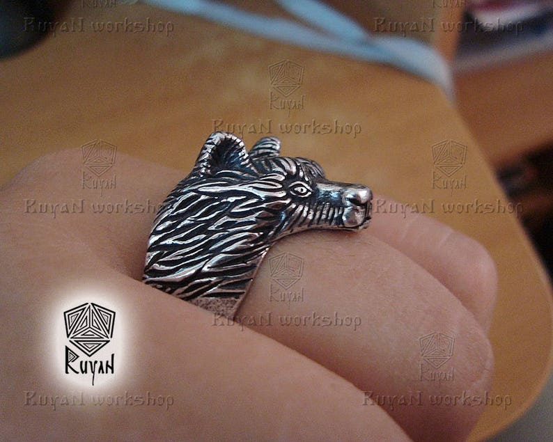 Bear ring Viking bronze jewerly Viking ring Bears head ring