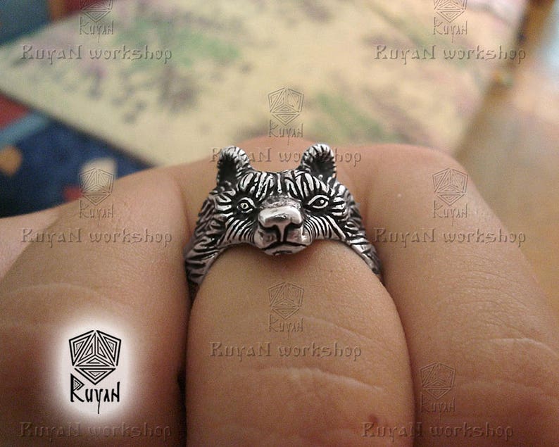 Bear ring Viking bronze jewerly Viking ring Bears head ring
