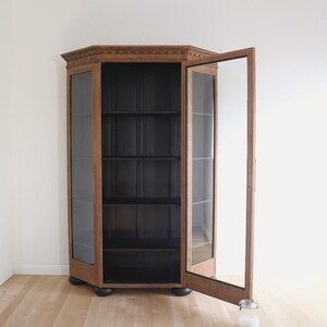 Antique Oak Cabinet Bookcase Hutch Curio Display. Adjustable Shelves. Painted Furniture. Refinished. Restored. image 2