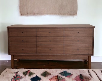 SOLD walnut modern lowboy dresser drawers