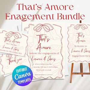 Thats Amore Engagement Bundle, Engagement Party Invites, Italian Wedding, Engaged Welcome Sign, La Dolce Vita, Save The Date, Thank you Card