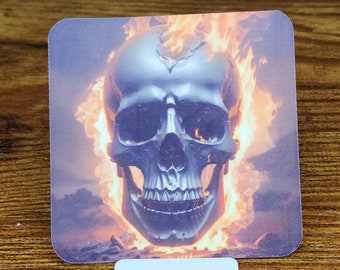 Fire Skull Sticker | Holographic | Die Cut Sticker | Vinyl Sticker