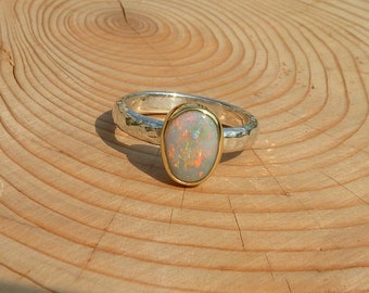 Coober Pedy opal ring with 18k gold bezel|size J|gift|engagement gift|bridal|sister|bestfriend| jewellery|opal rings