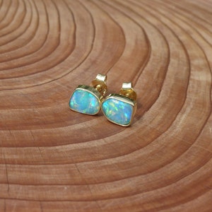 Matching 18k gold opal ear studs|vibrant gems|perfect gift for wife|mum|earrings|jewelry|jewellery|unique gift|handmade|present