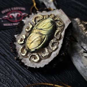 Handmade Deer Antler Necklace: Engraved Labradorite Cabochon Pendant