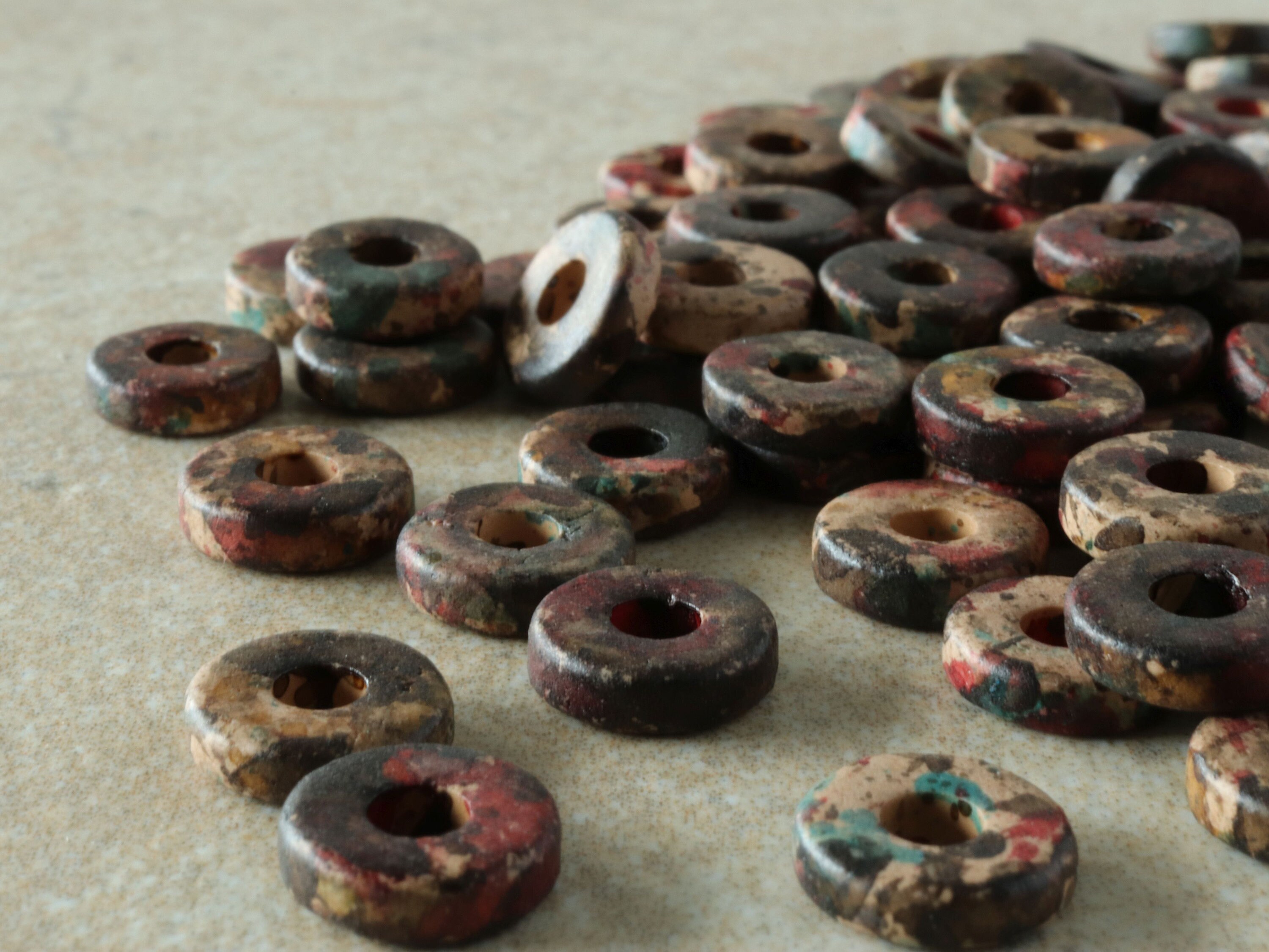 Round Washer Beads 8mm Mykonos Ceramic Disc Large Hole Beads Etsy