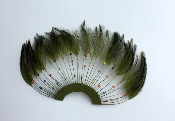 US Seller 1 Navy Blue 1//2 Circle Pinwheel Hackle Feathers