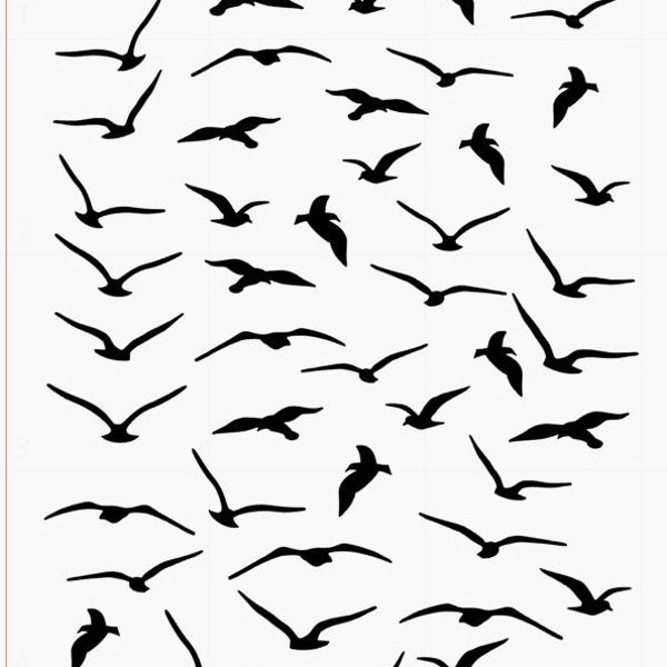 Birds, black water slide decals